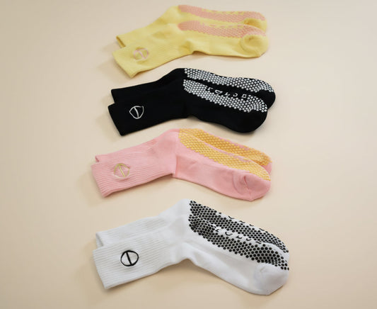 Pilates Grip Socks Bundle and save yellow pink white black cheap high quality(4 pairs) - POLSE Pilates