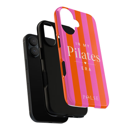 Phone Case - "In My Pilates Era" Bold Pink & Orange Striped Tough Case