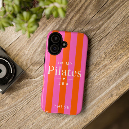Phone Case - "In My Pilates Era" Bold Pink & Orange Striped Tough Case