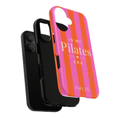 Phone Case - "In My Pilates Era" Bold Pink & Orange Striped Tough Case
