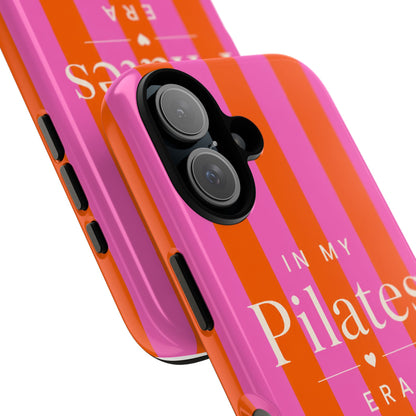 Phone Case - "In My Pilates Era" Bold Pink & Orange Striped Tough Case