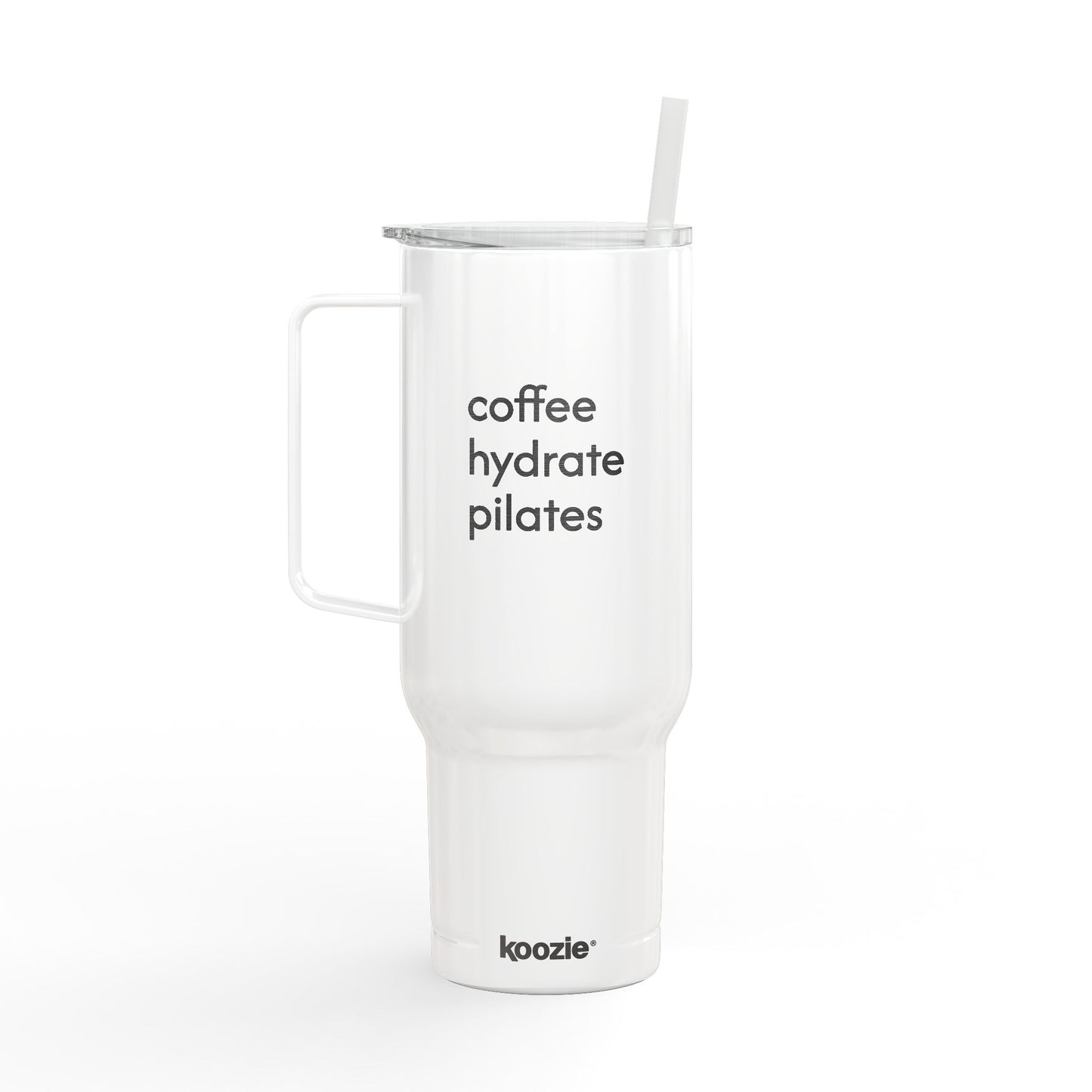 40oz Tumbler - "coffee hydrate pilates" Insulated Travel Mug with Lid
