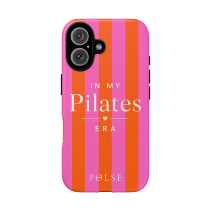 Phone Case - "In My Pilates Era" Bold Pink & Orange Striped Tough Case